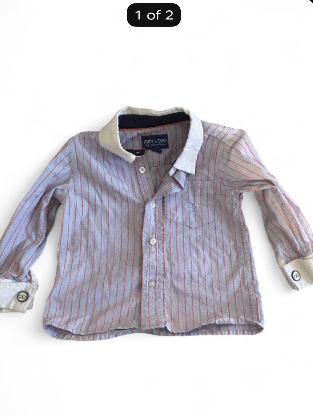 Andy & Evan Light Blue and Red Stripe Button-Down Shirt